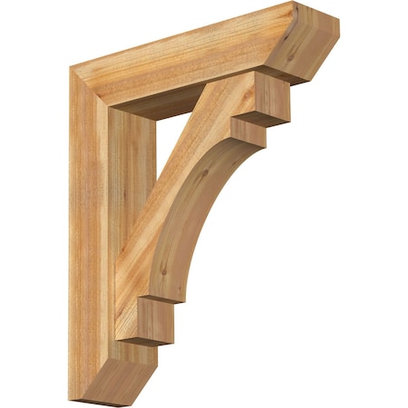 Ekena Millwork Merced Slat Rough Sawn Bracket w/ Offset Brace, Western Red Cedar, 8"W x 32"D x 38"H BKT0806X32X38MRC06RWR